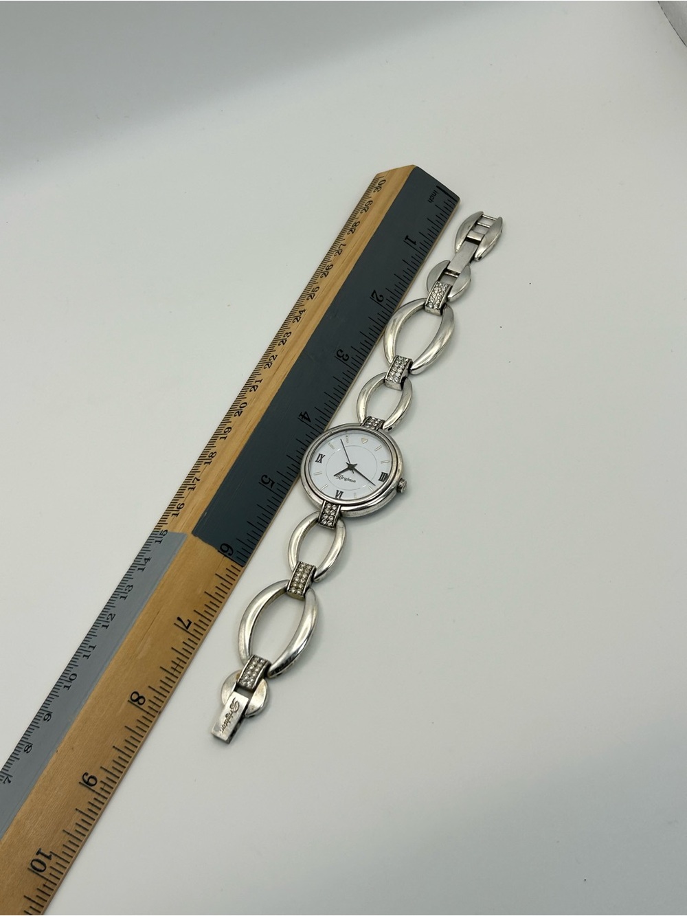Brighton Meridian Swing Watch Silver Plated Clear Crystals 8" Needs New Battery - Picture 10 of 12
